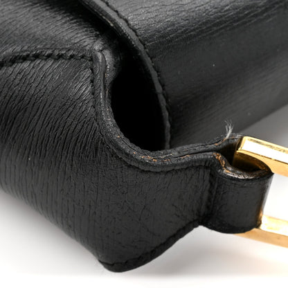 Calfskin Bamboo Handle Jackie O Hobo Black
