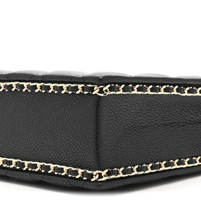 Caviar Quilted Evening Box Bag Black