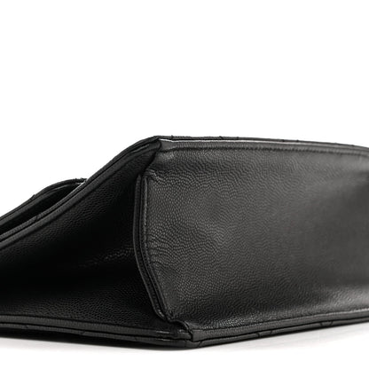 Caviar Quilted Small Chain Frame Flap Black