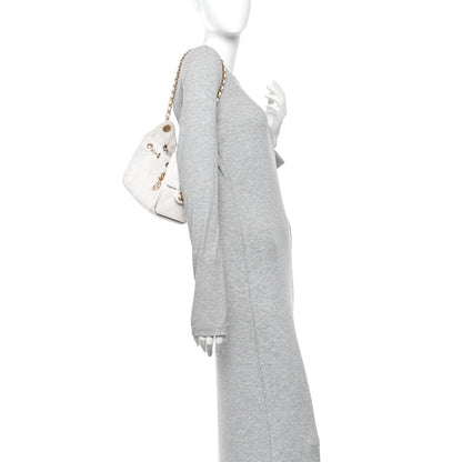 Caviar Quilted Mini Chanel 25 Handbag White