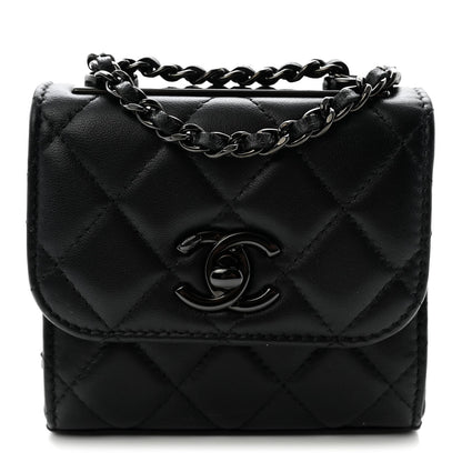 Lambskin Quilted Mini Trendy CC Chain Wallet So Black