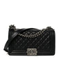 Calfskin Quilted Medium Boy Flap Black