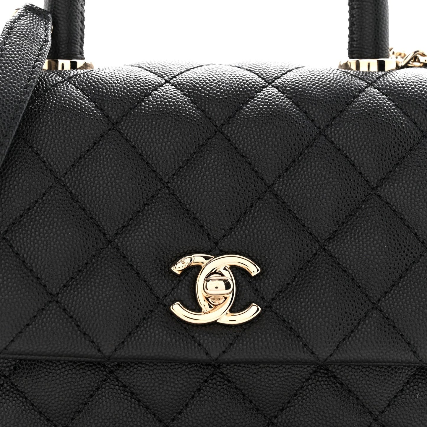 Caviar Quilted Mini Coco Handle Flap Black
