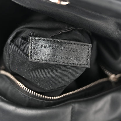 Lambskin Quilted Medium Loulou Puffer Monogram Chain Satchel Black