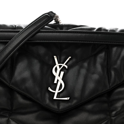 Lambskin Quilted Medium Loulou Puffer Monogram Chain Satchel Black