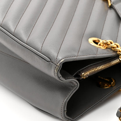Grain De Poudre Matelasse Chevron Monogram Shopping Bag Fog
