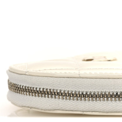 Patent Calfskin Resin Quilted CC Heart Clutch With Chain Black
