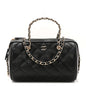 Caviar Quilted Barrel Clutch With Chain Black