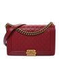 Lambskin Quilted New Medium Boy Flap Red