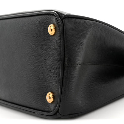 Saffiano Small Galleria Double Zip Tote Black