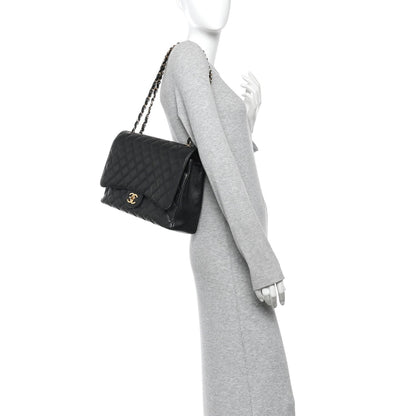 Caviar Quilted Maxi Double Flap Black