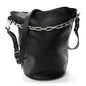 Lambskin Attica Chain Dry Sack Bucket Bag Black