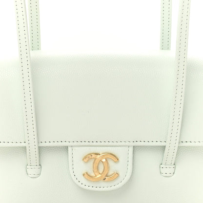 Shiny Caviar Mini Preppy Coco Shoulder Bag Light Blue