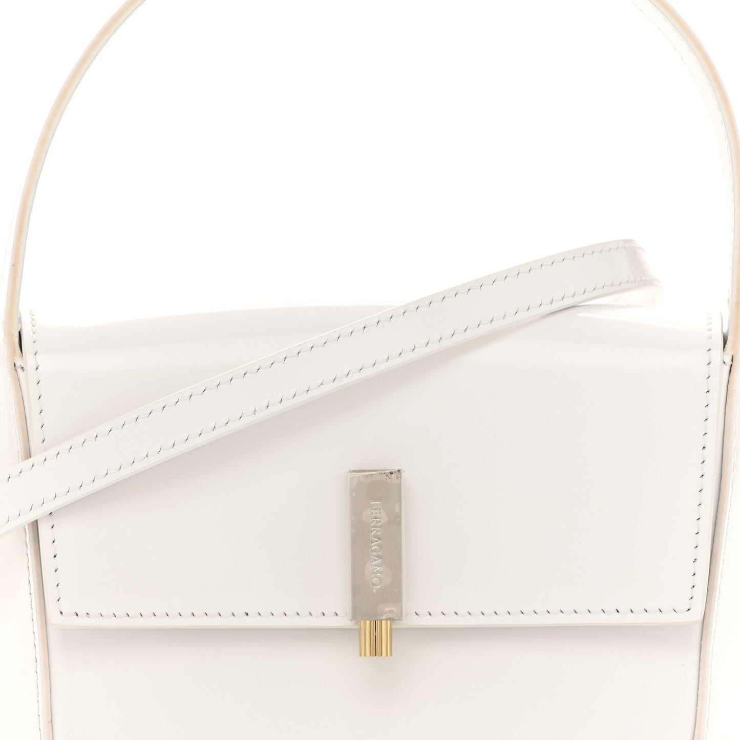 Brushed Calfskin Mini Geometric Prisma Shoulder Bag Optic White