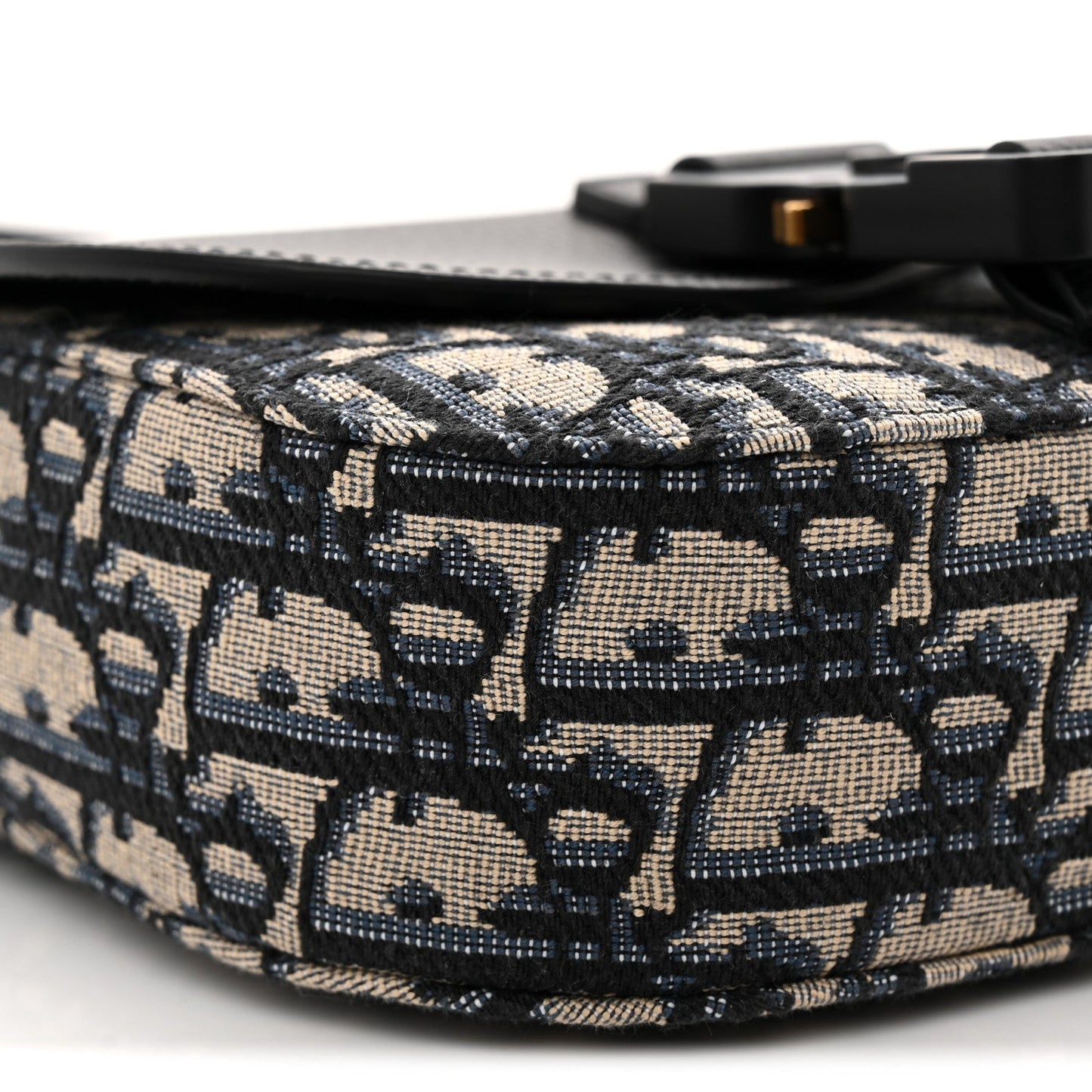 Grained Calfskin Oblique Mini Saddle Messenger Bag With Flap Beige Black
