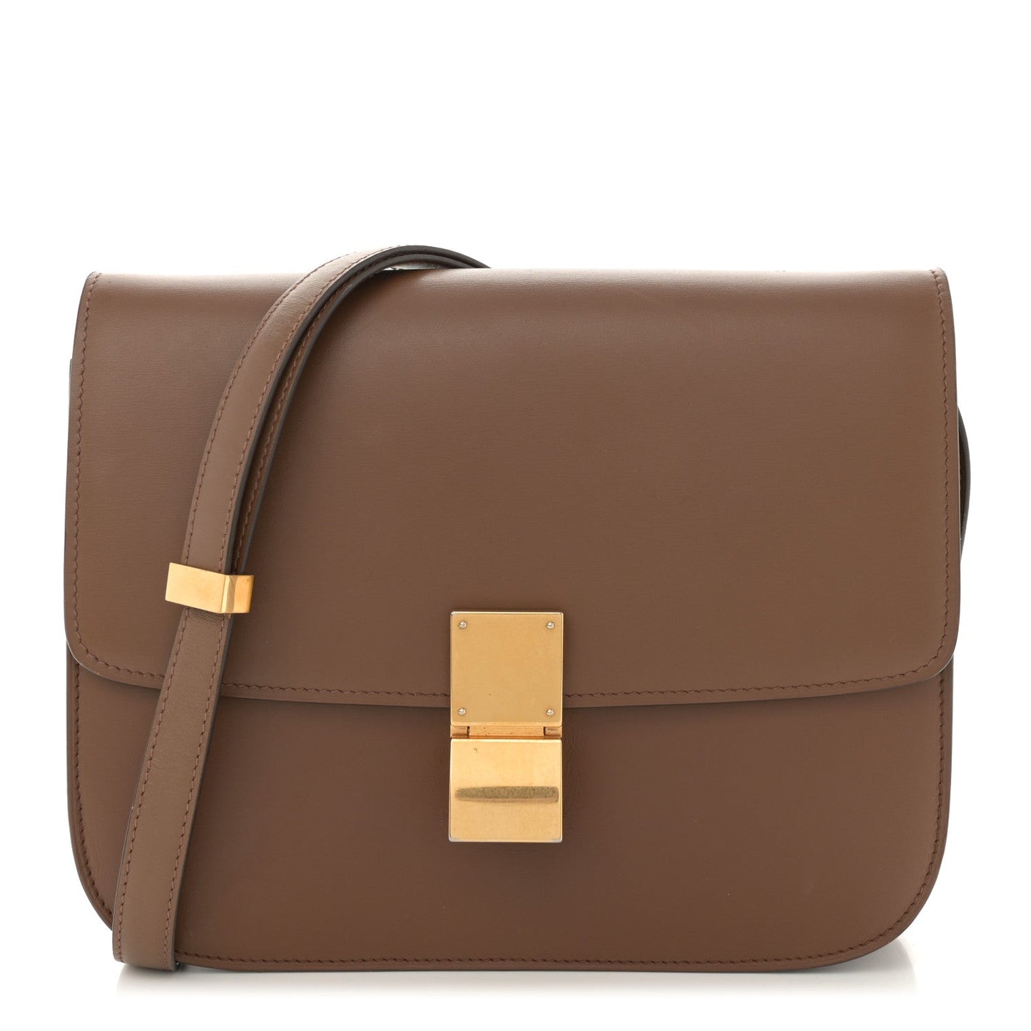 Box Calfskin Medium Classic Box Flap Bag Camel