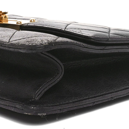 Lambskin Quilted Medium Golden Class Flap Black