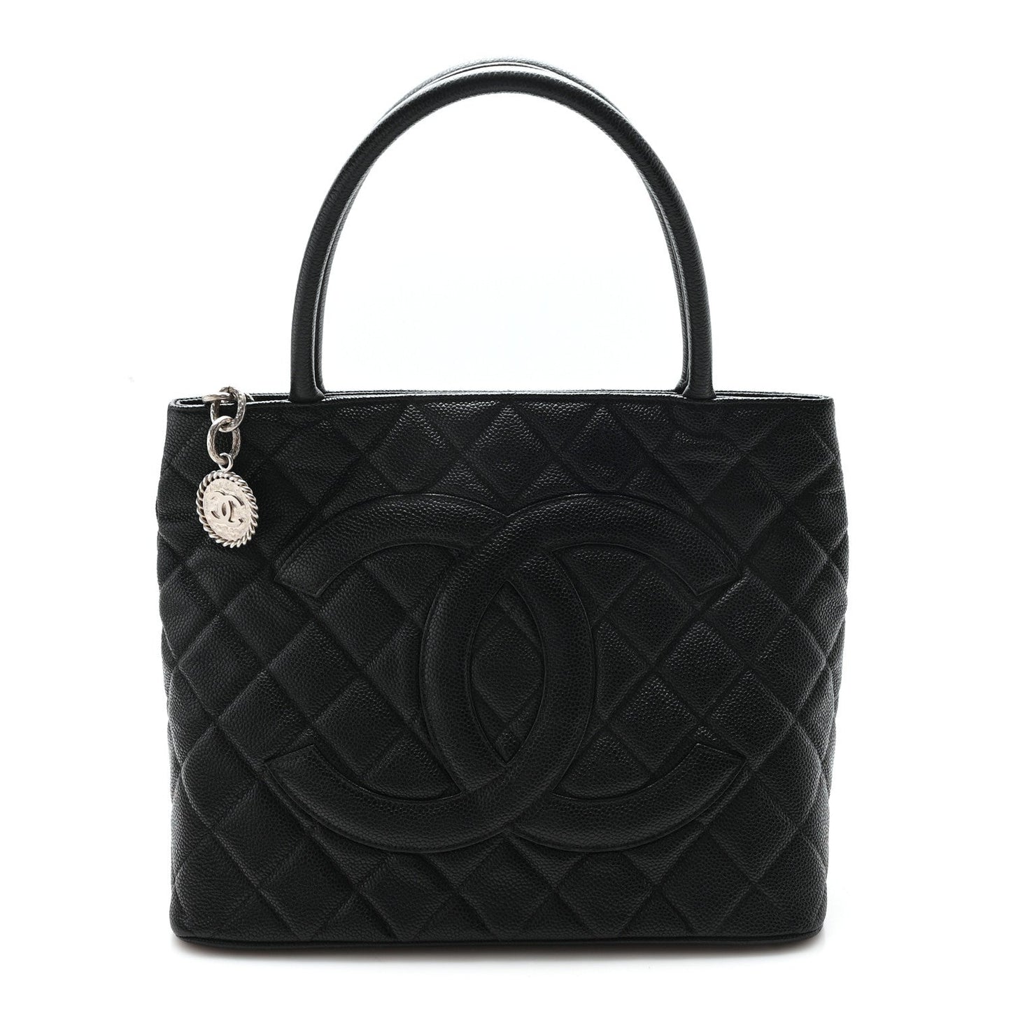 Caviar Quilted Medallion Tote Black