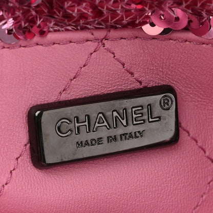 Sequin Logo Shopping Tote Pink Black