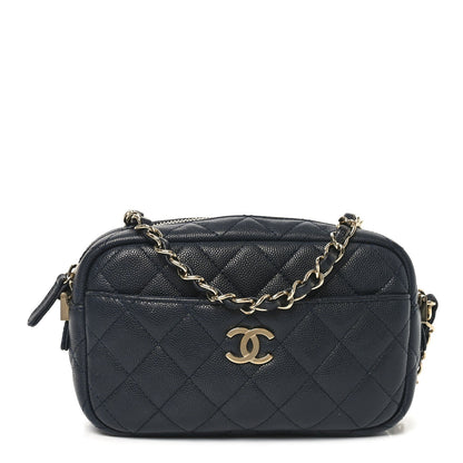 Caviar Quilted Camera Case Navy