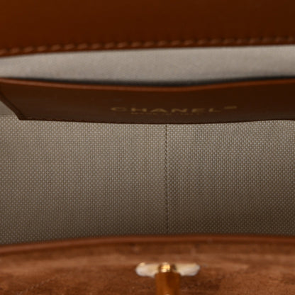 Suede Calfskin Small Eyes On You Flap Camel