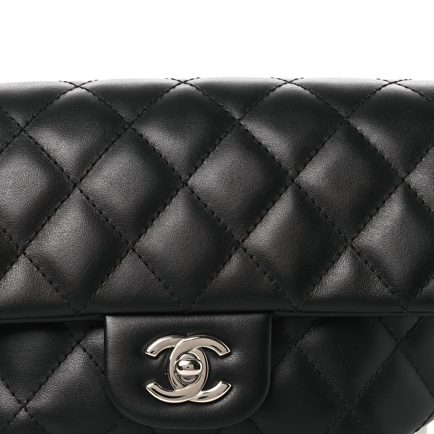 Calfskin Quilted CC Uniform Flap Belt Bag Black