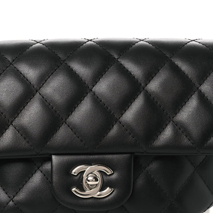 Calfskin Quilted CC Uniform Flap Belt Bag Black