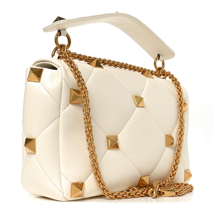 Nappa Large Roman Stud Shoulder Bag Ivory