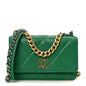 Lambskin Quilted Chanel 19 Wallet On Chain WOC Green