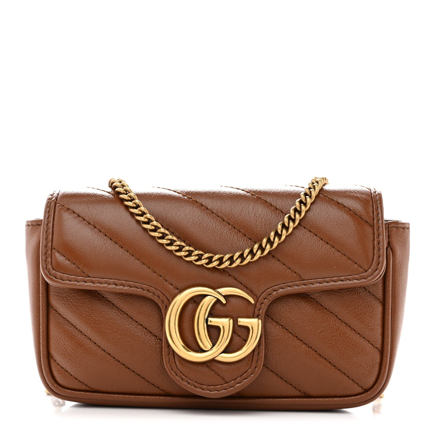 Azalea Calfskin Matelasse Diagonal Super Mini GG Marmont Shoulder Bag Cuir