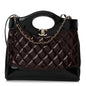 Patent Calfskin Quilted Mini 31 Shopping Bag Burgundy Black