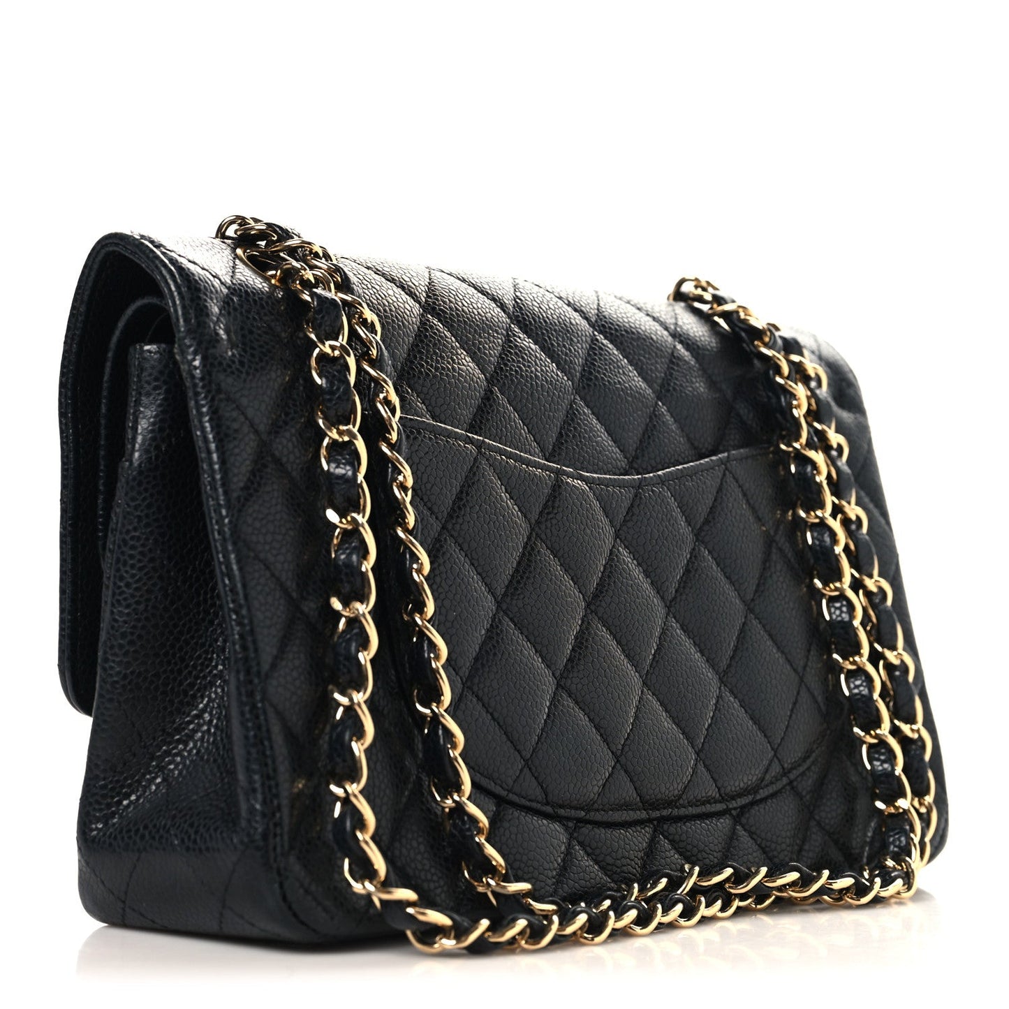 Caviar Quilted Medium Double Flap Black
