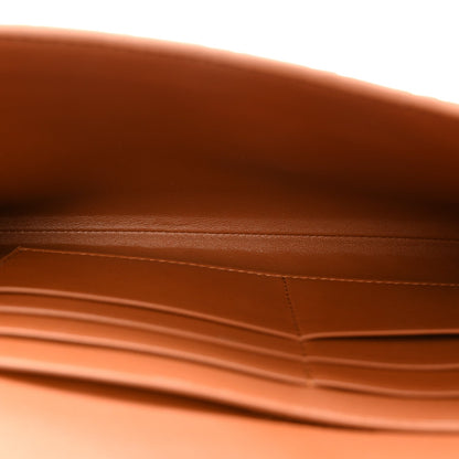 Suede Intrecciato Long Andiamo Top Handle Clutch Amber
