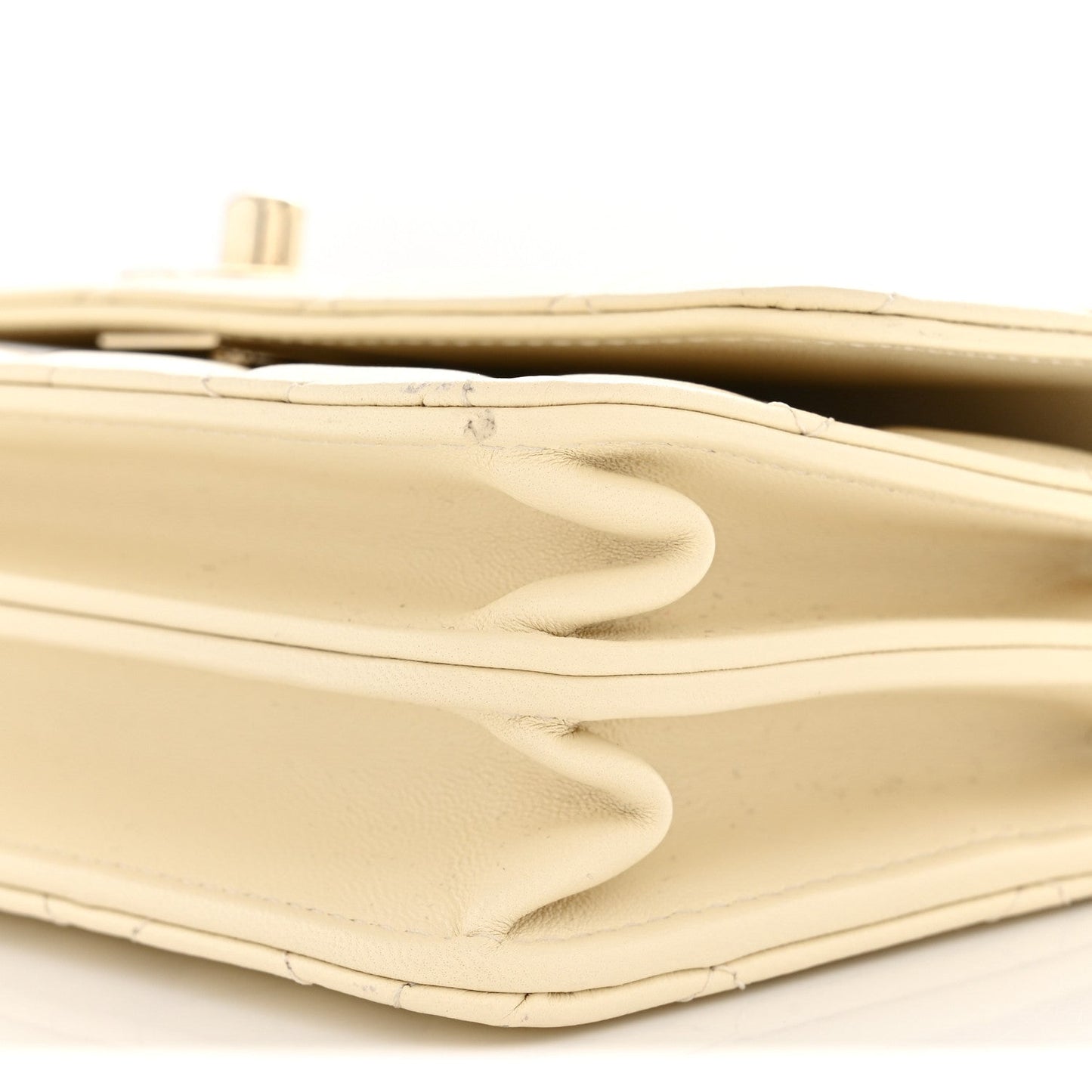 Lambskin Quilted Trendy CC Dual Handle Clutch With Chain Light Beige