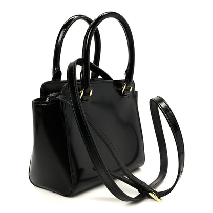 Brushed Calfskin Mini Zippered Crossbody Tote Black