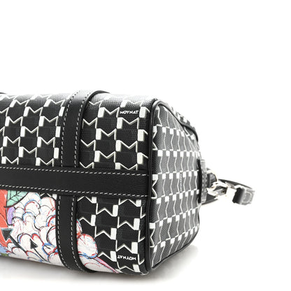 X KASING LUNG Calfskin Canvas M Labubu Boston Bag Black Multicolor