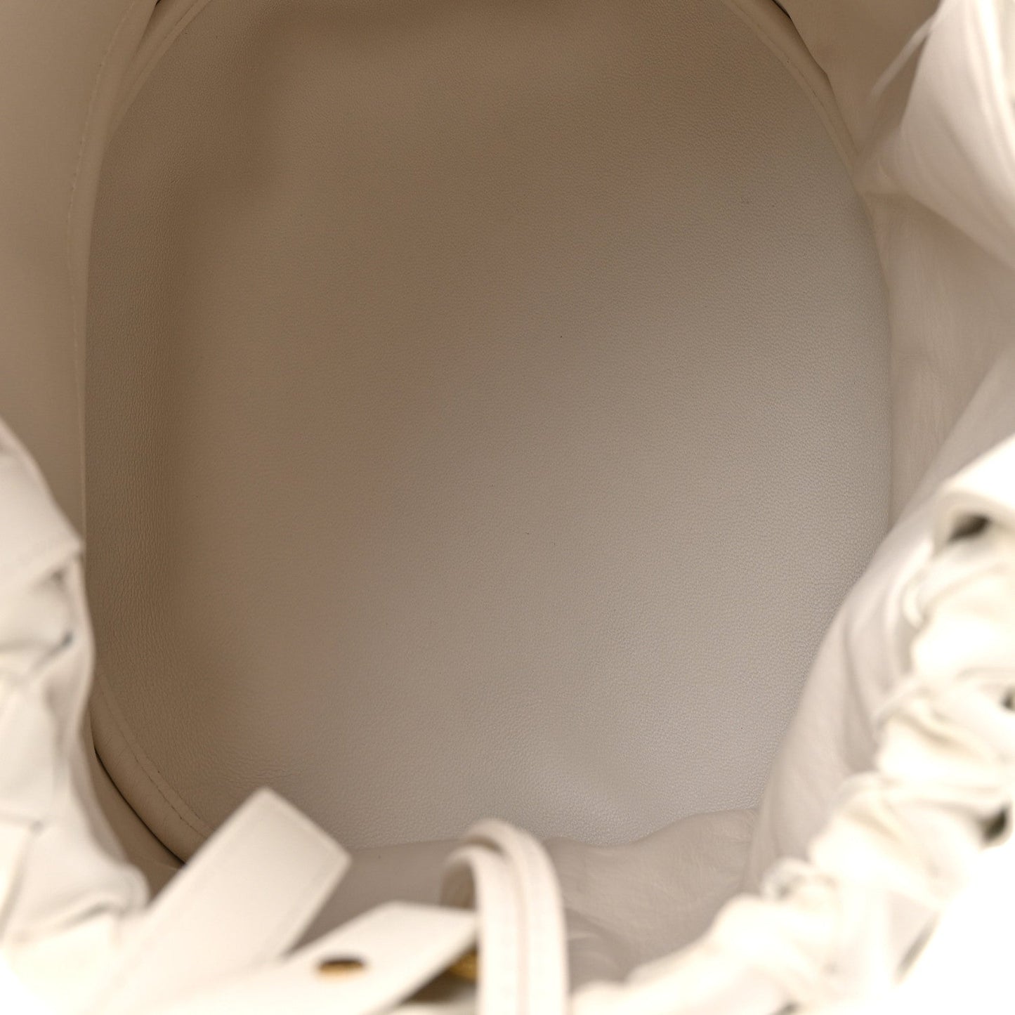 Calfskin Intrecciato Small Castello Bucket Bag White