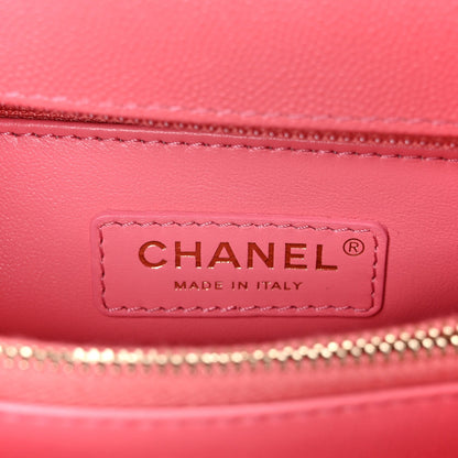 Caviar Quilted Small Coco Handle Flap Pink