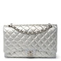 Metallic Lambskin Quilted Jumbo Single Flap Silver