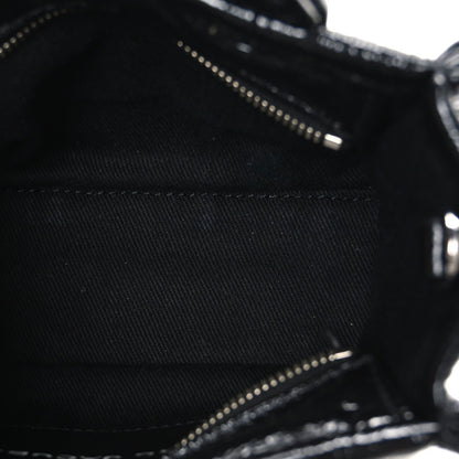 Shiny Crinkled Calfskin Mini The Tote Bag Black