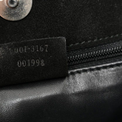 Suede Logo Shoulder Bag Black