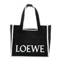 Raffia Large Paula's Ibiza Logo Tote Black White