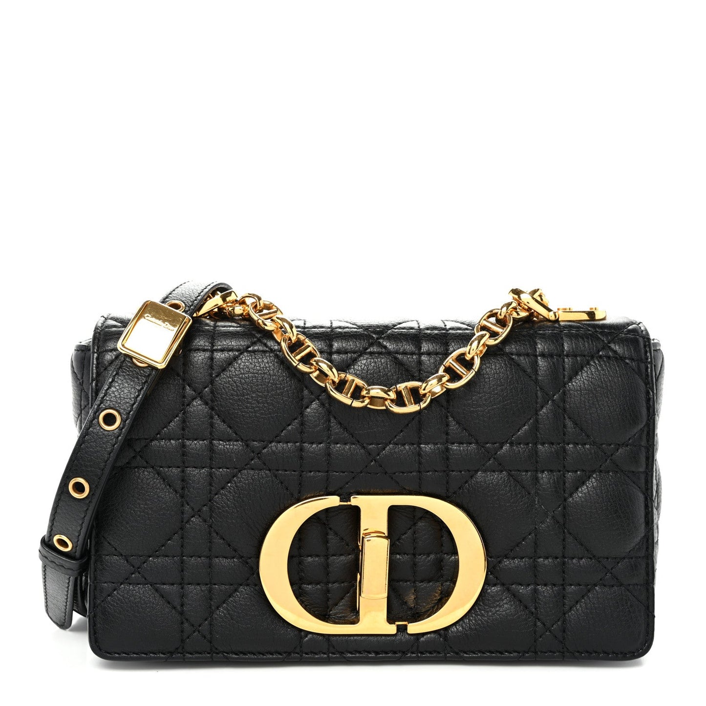 Calfskin Cannage Small Caro Bag Black