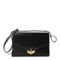 Calfskin Chevron Quilted Medal Flap Black