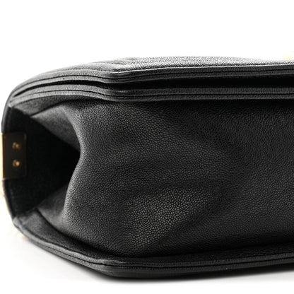 Iridescent Caviar Chevron Quilted Medium Boy Flap Black