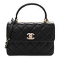 Lambskin Quilted Small Trendy CC Dual Handle Flap Bag Black