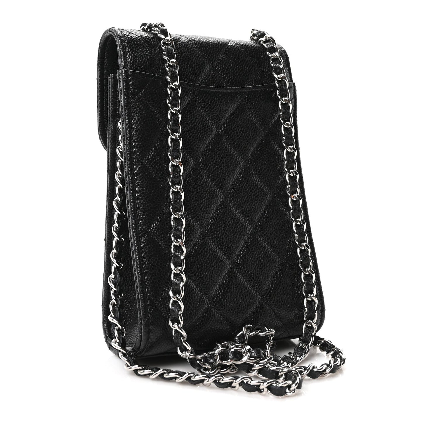 Caviar Quilted Classic Phone Holder Black