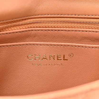 Lambskin Quilted Mini Rectangular Flap Brown