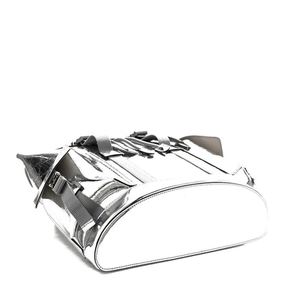 Mirror Effect GG Monogram Appia Calfskin Web Double Buckle Backpack Silver