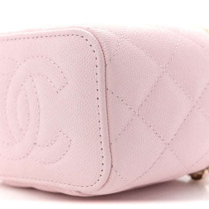 Caviar Quilted Mini Vanity Case With Chain Light Pink